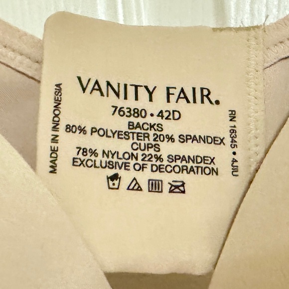Vanity Fair Full Figure Beauty Back Smoothing Bra, Beige Size 42D - Picture 6 of 12